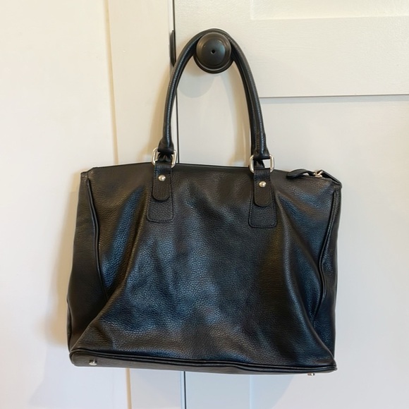 NWOT Claudia Firenze large black genuine leather top handle bag tote - Picture 16 of 16